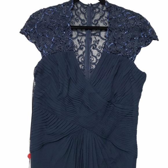 Tadashi Silk Maxi Lace Evening Sequin Beaded Dress - Picture 4 of 5